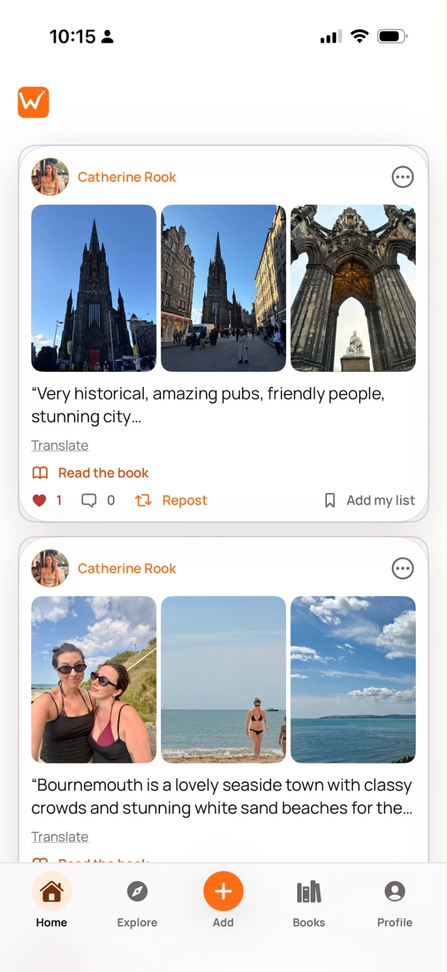 Wealin social feed with posts from real travellers